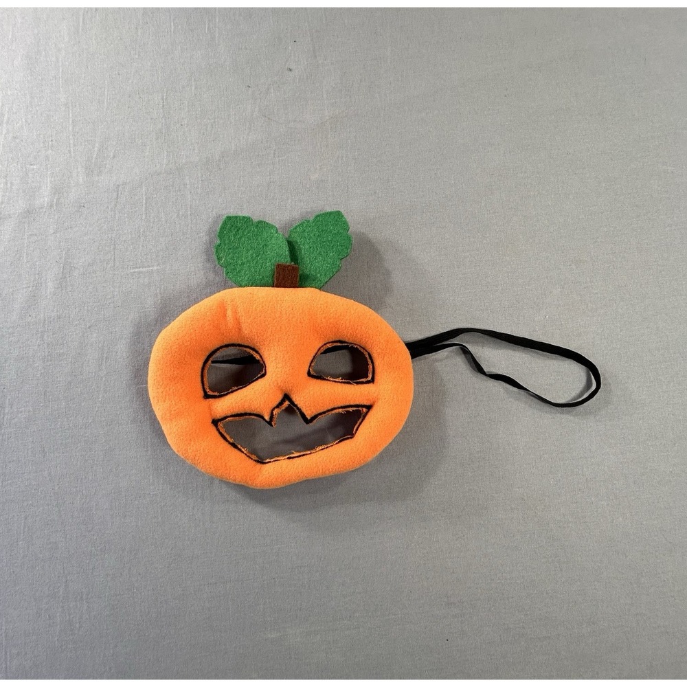 Vintage 70's or 80's Russ Berrie Pumpkin Plush Halloween Mask Jack O Lantern